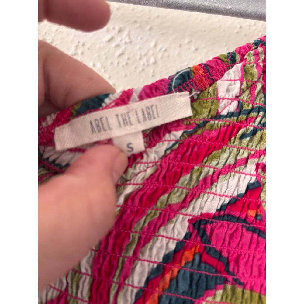 Abel The Label Anthropologie Kelissa Maxi Dress One Shoulder Vibrant Abstract - Picture 6 of 7